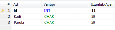 login veri tabanı